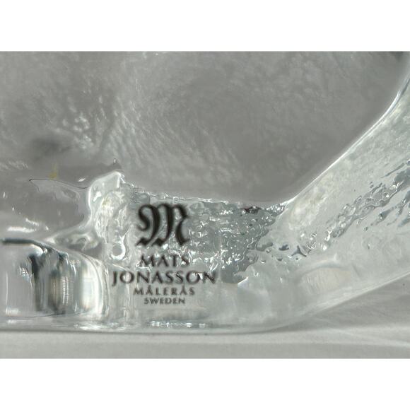 Mats Jonasson Maleras Sweden Crystal Polar Bear and Cub Heavy Glass Sculpture - Picture 10 of 16